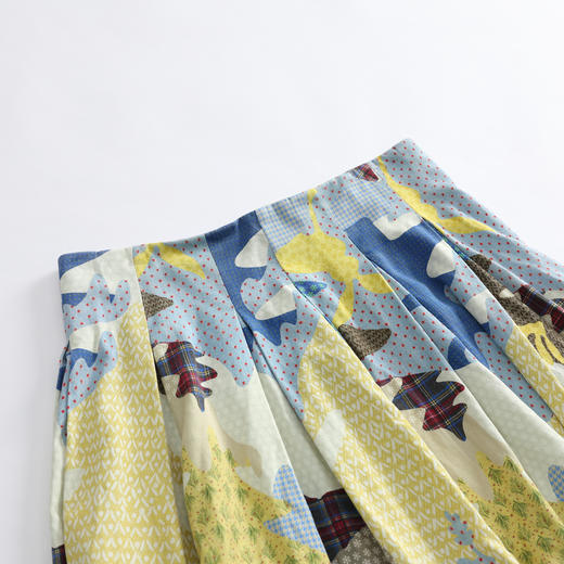 谜底2022冬季新款半身裙女复古印花天丝棉中长款大摆裙224MB1717 商品图3