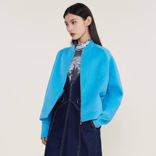 谜底2022冬新款短款毛呢大衣女时尚百搭宽松H型呢子外套224MD1551 商品图1