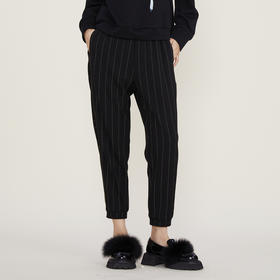 谜底2022冬新款萝卜裤九分裤女百搭宽松条纹休闲束脚裤224MK1618