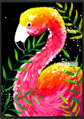 《鸟中贵妇，优雅迷人的火烈鸟》水粉/自动发货：下单后，点击手机短信中收到的链接，即可获取文件下载的链接；如有任何问题，可添加客服微信hm33268获得帮助。