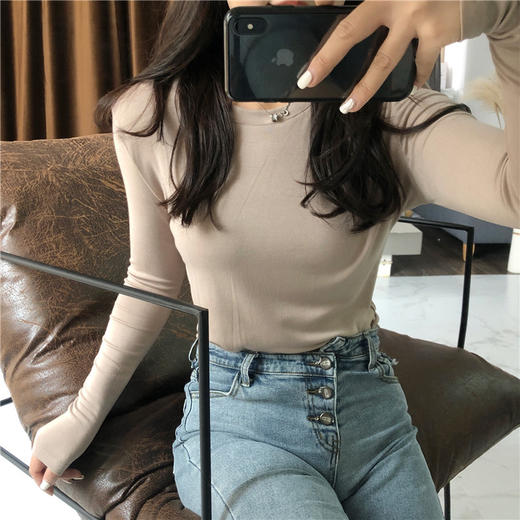 <曾小咸推荐>长袖t恤上衣潮内搭堆堆领 商品图0