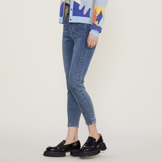 谜底2022冬季新款紧身铅笔裤女时尚百搭小脚九分牛仔裤224MK1625 商品图1