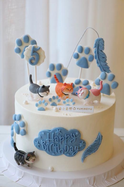 可爱蓝色系小猫蛋糕（小猫随机） 商品图1