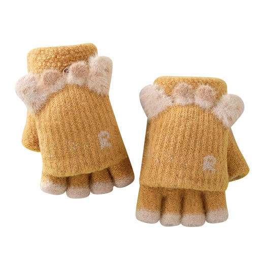 【萌趣鹿角翻盖两用手套】儿童手套冬季韩国新款兒童手套五指小学生保暖手套 半指手套儿童 商品图4