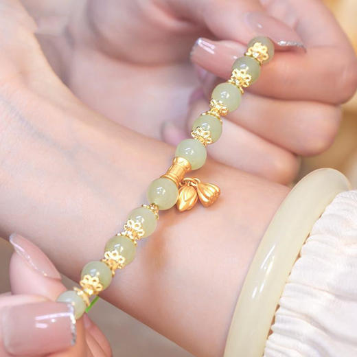 六鑫珠宝 两世欢天然和田玉手串 商品图3