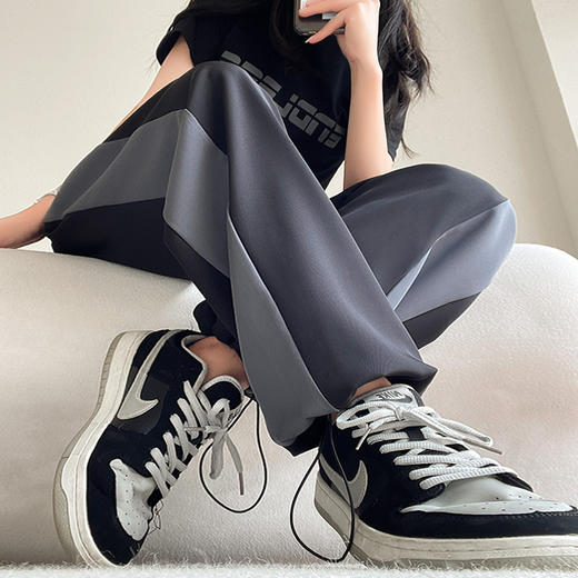 【新款阔腿抽绳束脚 简易显瘦增高！】黑色拖地西裤阔腿裤子女秋季新款宽松直筒休闲卫裤垂感女装西装裤 商品图0