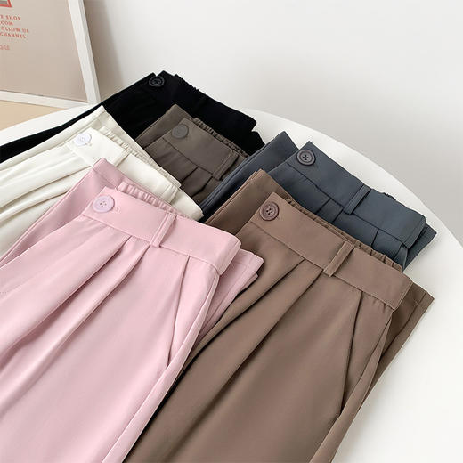 【休闲时尚 单扣直筒西装款 摩根丝面料】灰色拖地西裤阔腿裤子女秋冬加厚休闲垂坠感直筒裤显瘦显高遮腿百搭 商品图2