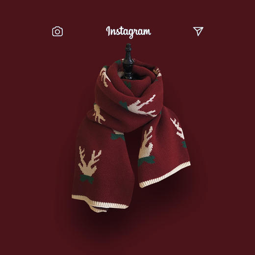 【圣诞礼物】红色小鹿围巾 商品图0