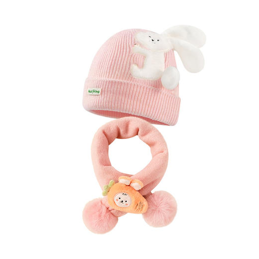 【12款 清新甜美 防风保暖】秋冬新款儿童帽子韩系男女童帽粉色兔子宝宝帽护耳保暖针织帽围巾 商品图4