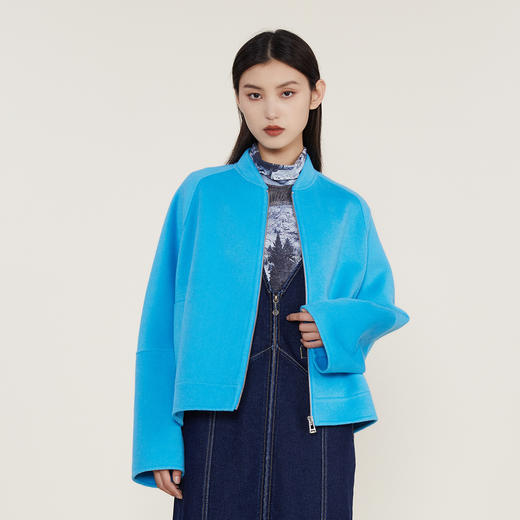 谜底2022冬新款短款毛呢大衣女时尚百搭宽松H型呢子外套224MD1551 商品图0