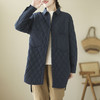 JMYY-L24871 复古文艺休闲翻领长袖中长款菱格外套 商品缩略图5