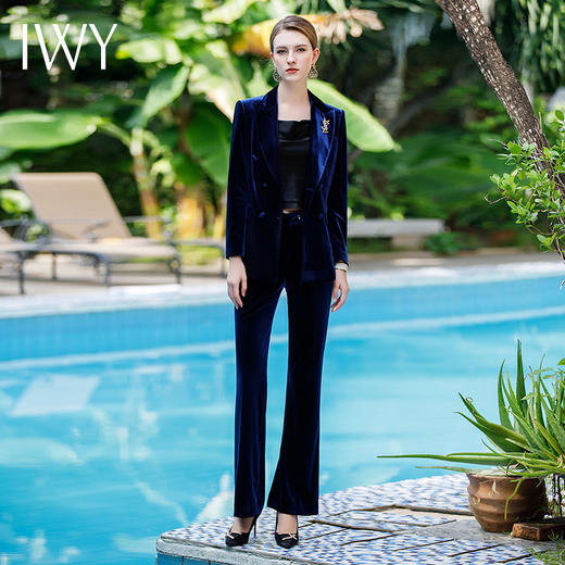 IWY/秋冬季新款金丝绒西装套装女时尚修身职业装高端西服时尚宴会礼服CP1680 商品图0