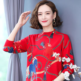 印花加厚宽松半高领毛衣时尚简约新款CC-38-9623