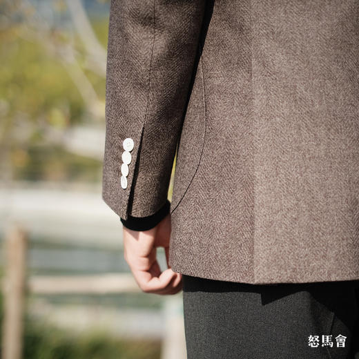 Stylbiella 羊毛蚕丝埃及棉棕色全麻衬单西 商品图4