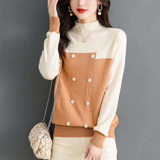 拼色羊毛衫100纯羊毛毛衣   CC-6090 商品图6