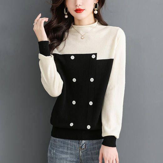 拼色羊毛衫100纯羊毛毛衣   CC-6090 商品图7