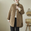 JMYY-L24871 复古文艺休闲翻领长袖中长款菱格外套 商品缩略图4