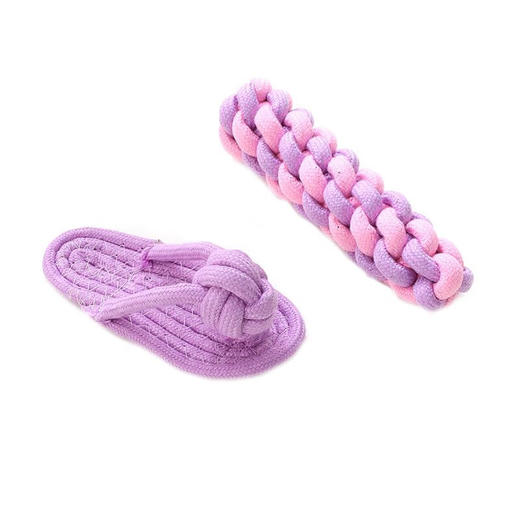 狗狗玩具创意耐咬 糖果色棉绳编织哑铃拖鞋棉绳宠物编织宠物狗玩具 随机发 商品图4