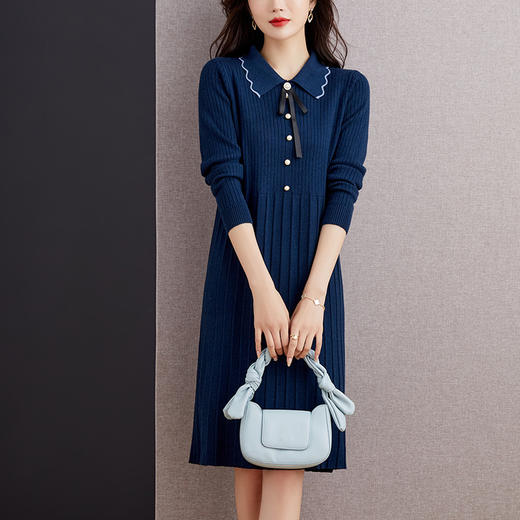 冬季翻领针织中长款配大衣的显瘦内搭打底裙子CC-53-5859 商品图1