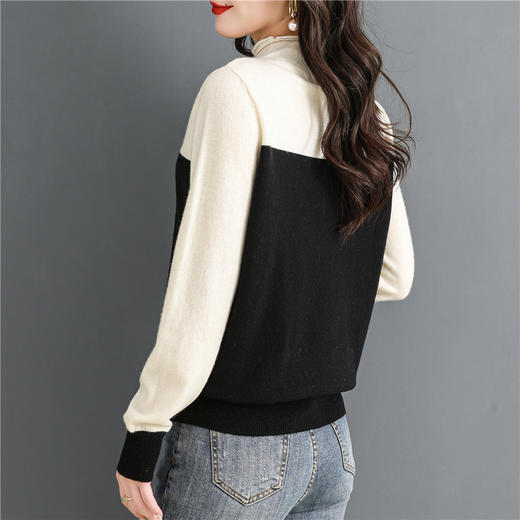 拼色羊毛衫100纯羊毛毛衣   CC-6090 商品图3