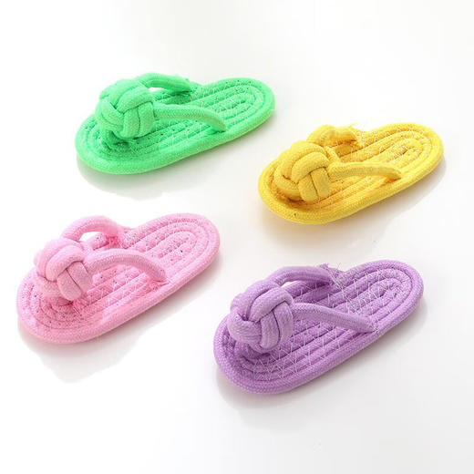 狗狗玩具创意耐咬 糖果色棉绳编织哑铃拖鞋棉绳宠物编织宠物狗玩具 随机发 商品图2