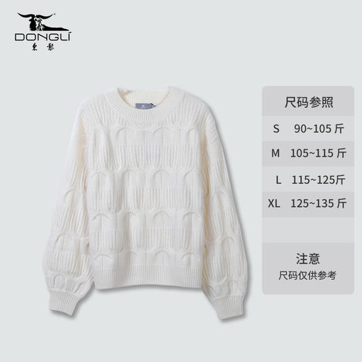 东黎 • 山羊绒 女士秋冬春季针织圆领重工绞花套头羊绒衫慵懒 WSR-21S44 商品图4