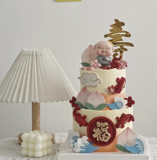 送爸爸长辈喜庆双层/三层祝寿蛋糕-低糖处理无添加 商品图2