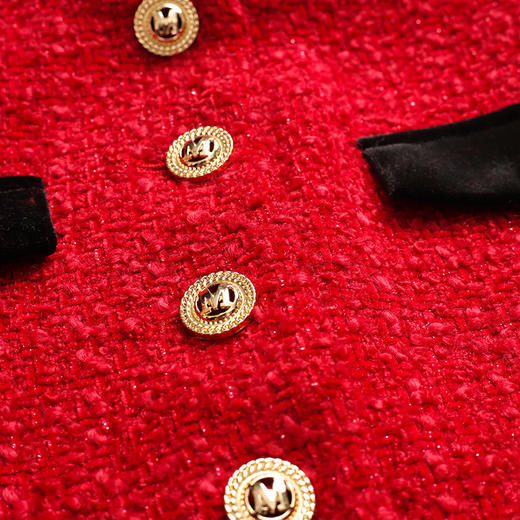 ZLFS-YY100新款时尚洋气毛呢外套金丝绒吊带裙两件套 商品图3