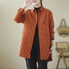 JMYY-L24871 复古文艺休闲翻领长袖中长款菱格外套 商品缩略图3