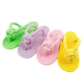狗狗玩具创意耐咬 糖果色棉绳编织哑铃拖鞋棉绳宠物编织宠物狗玩具 随机发