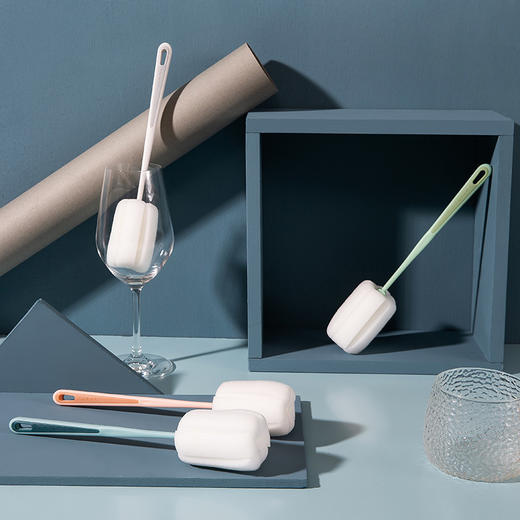 「两支装！四款颜色可选」洗杯子杯刷刷水杯清洁工具长柄洗奶瓶刷去茶渍海绵小刷子餐饮用具 商品图0