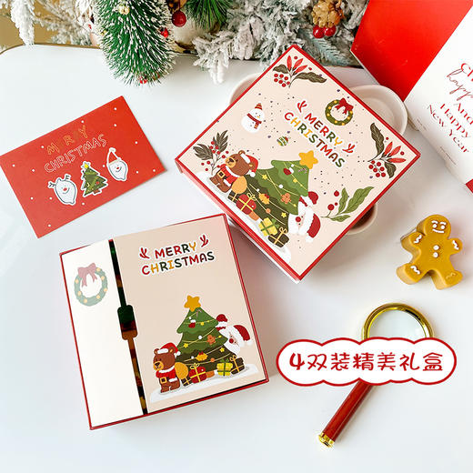 圣诞节小熊圣诞老人儿童袜子4双礼盒装 1-12岁  XHR 商品图4