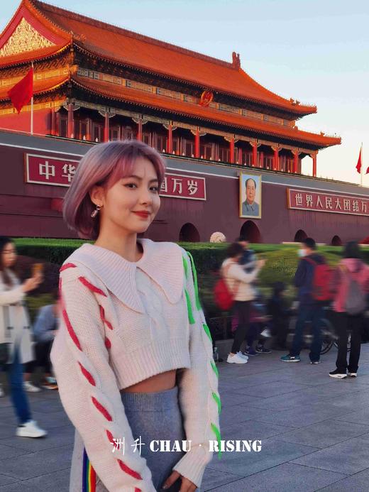 棒针穿绳羊绒女衫 商品图0