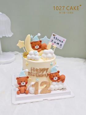 1027CAKE | 翻糖玩偶装饰蛋糕 纯手工 泰迪熊主题 周岁蛋糕