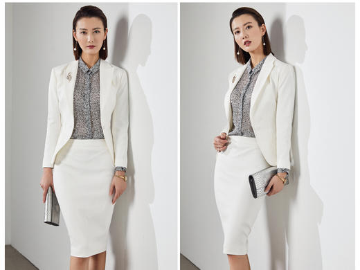 孤品 2411A颈袖添香女装正装时尚气质女神范西装套裙职业装裙子套装正码正拍 不退可换 商品图3