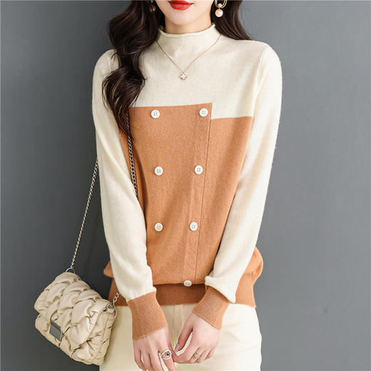 拼色羊毛衫100纯羊毛毛衣   CC-6090 商品图2