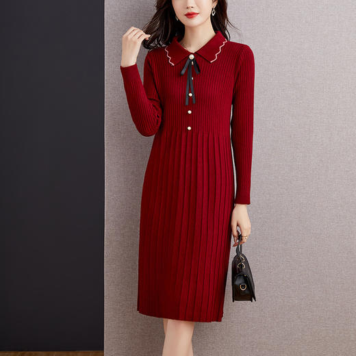 冬季翻领针织中长款配大衣的显瘦内搭打底裙子CC-53-5859 商品图2