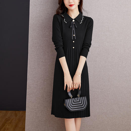 冬季翻领针织中长款配大衣的显瘦内搭打底裙子CC-53-5859 商品图3