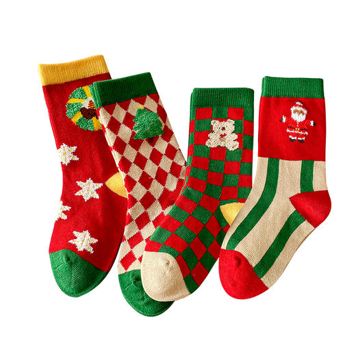 圣诞节小熊圣诞老人儿童袜子4双礼盒装 1-12岁  XHR 商品图6