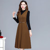 QYM 22JD87-Y拼色中长款假两件连衣裙时尚气质厚款裙 商品缩略图1