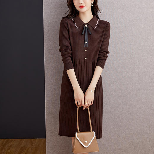 冬季翻领针织中长款配大衣的显瘦内搭打底裙子CC-53-5859 商品图0