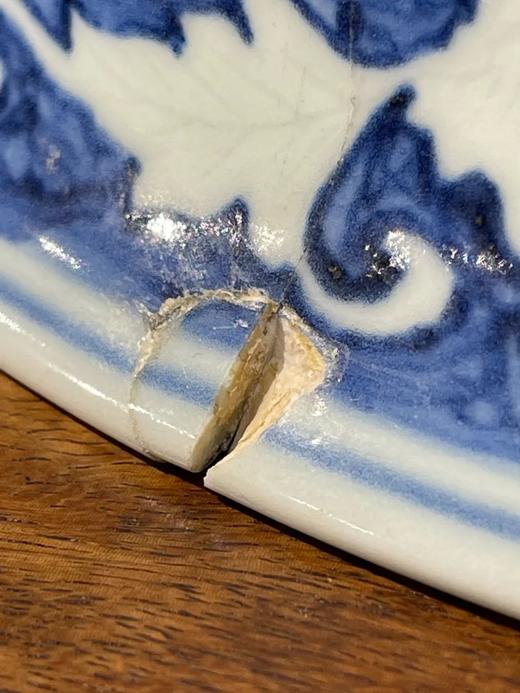 刷蓝地拔白龙凤花卉纹大碗，顺丰包邮 商品图10