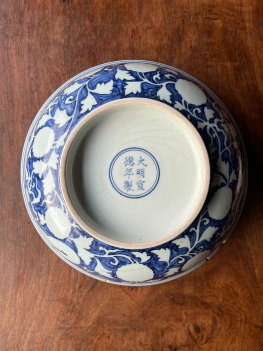 刷蓝地拔白龙凤花卉纹大碗，顺丰包邮 商品图6