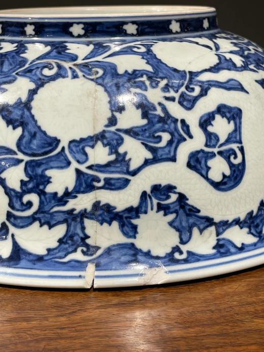 刷蓝地拔白龙凤花卉纹大碗，顺丰包邮 商品图4