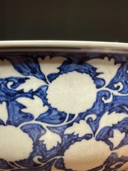 刷蓝地拔白龙凤花卉纹大碗，顺丰包邮 商品图3