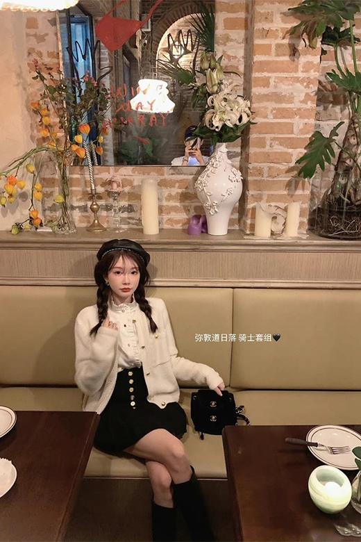 金蘑菇菇 【雅灰半裙】弥敦道日落 羊毛香香组/ 贵气千金复古精致少女三件套 商品图5