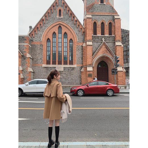 金蘑菇菇 布鲁斯日记 / 小个子本命长度 中长款英伦风羊绒大衣 商品图1