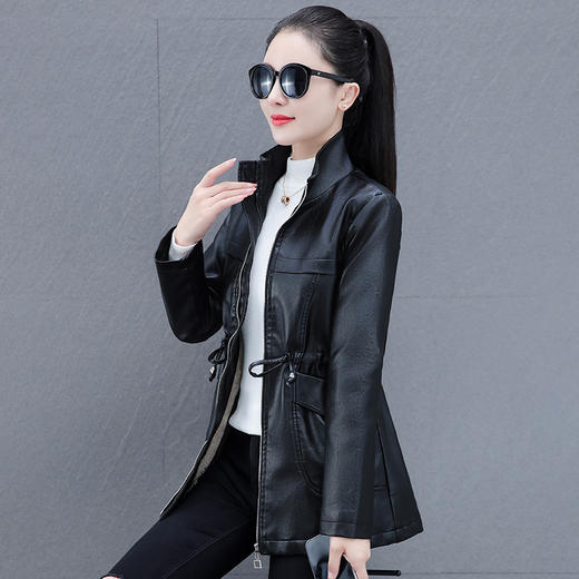 皮衣女外套秋冬季新款，加绒中长款中老年大码宽松加绒皮夹TR-DLP9016 商品图8