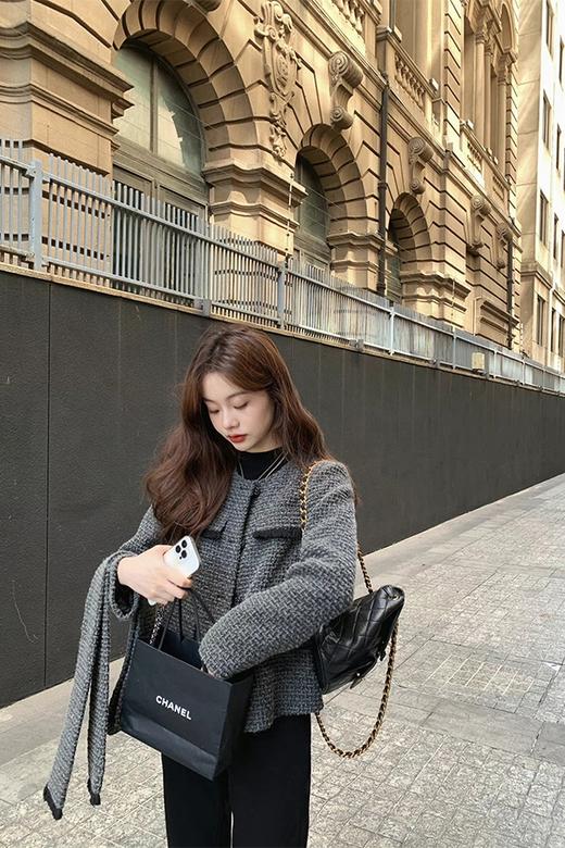 金蘑菇菇 奥地利书店 / 莱卡牛仔+时髦高阶灰香香 日常小精致外套 商品图4