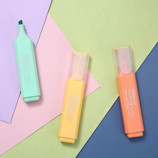 齐心 K9093 淡彩标记笔 1-5mm线幅 黄粉绿3色装 商品图2